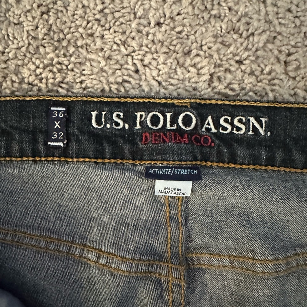 Polo Jeans Mens 36 x 32 Navy Blue Active Stretch Straight Preppy Denim - Picture 4 of 16